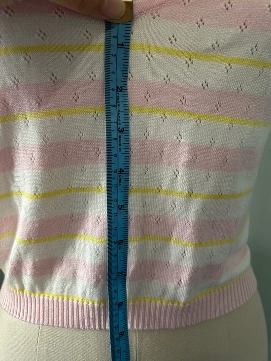 NWT Forever 21 Striped Pink & Yellow V-Neck Knit Cami Top size L - Picture 5 of 7